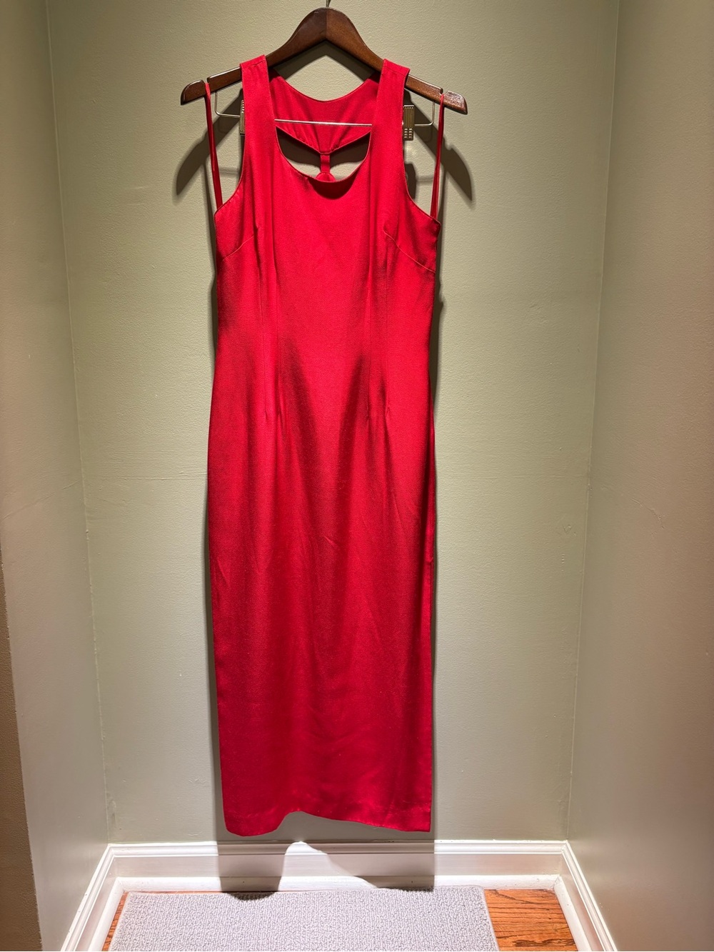 Vintage 90s Geary Roark Kamisato Red Cutout Back Dress Sz 12